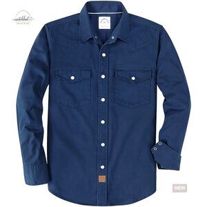 Men's Long Sleeve Pearl Snap Western Shirt Cotton Button Down Work Casual